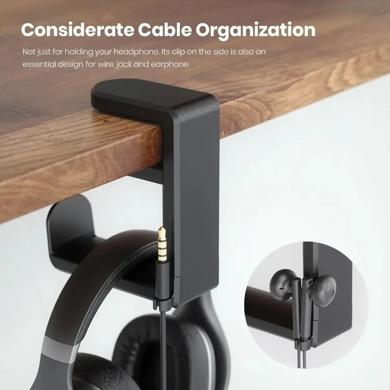 Support casque avec passe-câble