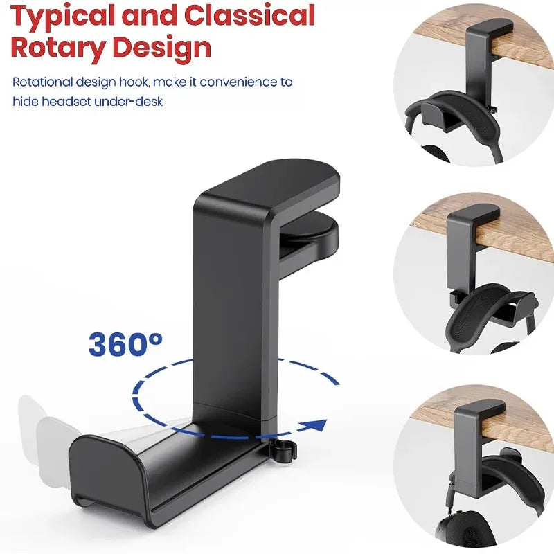 Support casque pivotant à pince