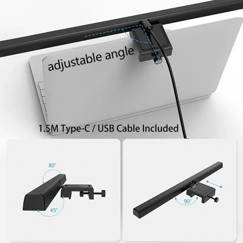 Fixation réglable de la barre lumineuse et câble USB